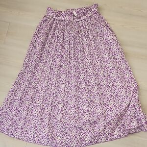 Women’s Purple Floral Maxi Skirt with Elastic Waist